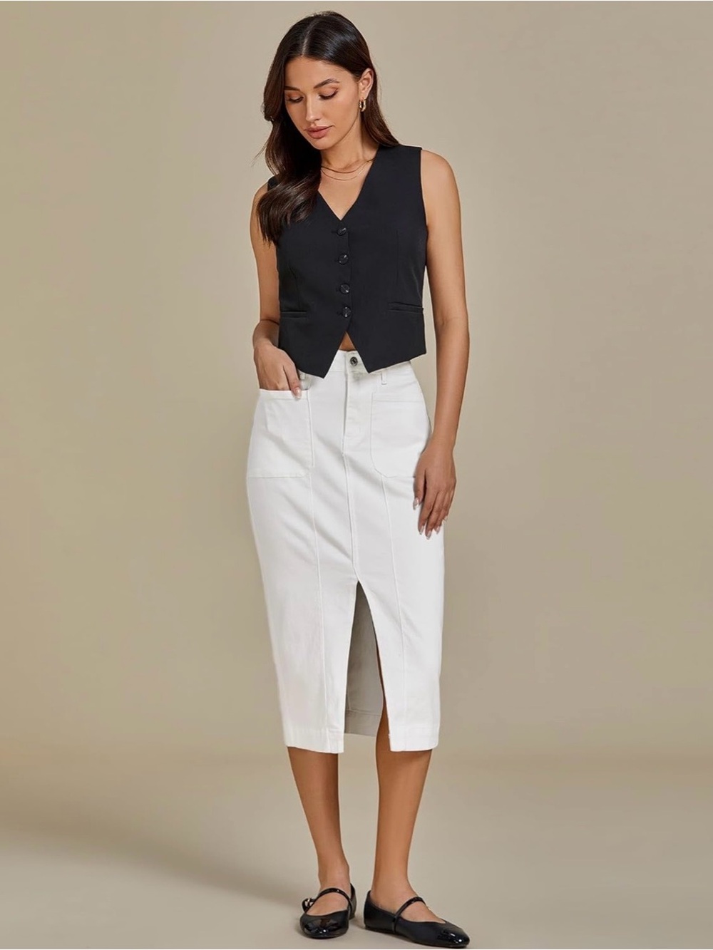 NWT Luvamia White Midi Pencil Skirt Plus Size White